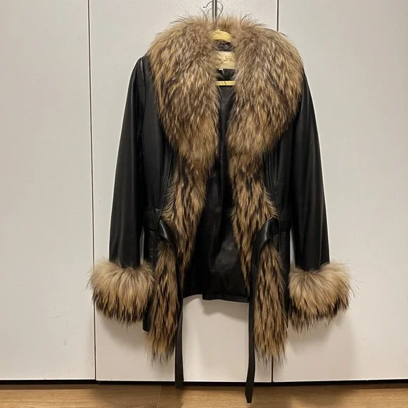 CUSTOM Firenze Lambskin Leather jacket w/ Fox Fur Trim